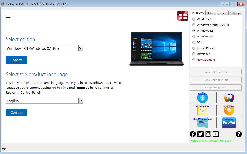 Use tool to download Windows 8.1 ISO